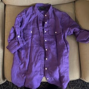 Ralph Lauren purple linen button down shirt
